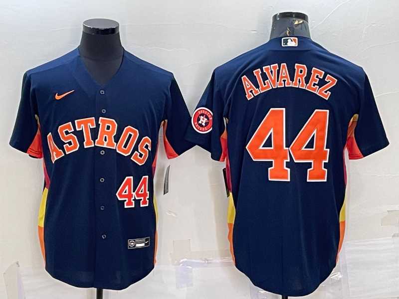 Men%27s Houston Astros #44 Yordan Alvarez Number Navy Blue With Patch Stitched MLB Cool Base Nike Jersey->houston astros->MLB Jersey